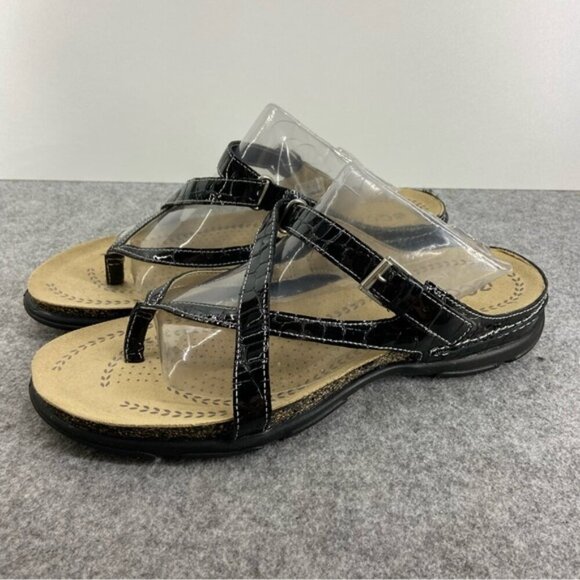 ECCO Light Black Strappy Sandals Slip On Shoes Like New Women’s Size 39 US8-8.5 - Picture 2 of 12
